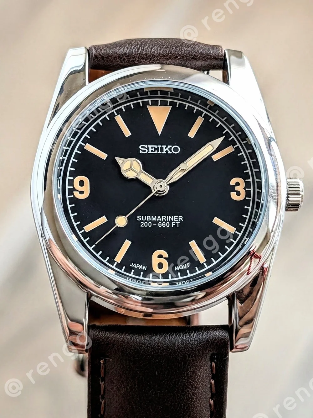 37mm Seiko Men's Black Vintage Style Mod Dress Watch Smooth Sweep Second